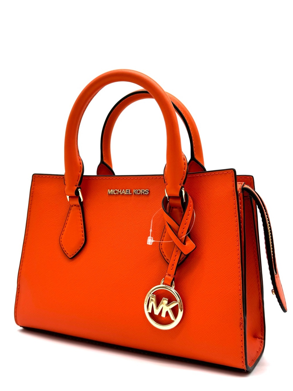Michael Kors Sheila Small Center Zip Satchel Shoulder Crossbody Bag Orange/Gold